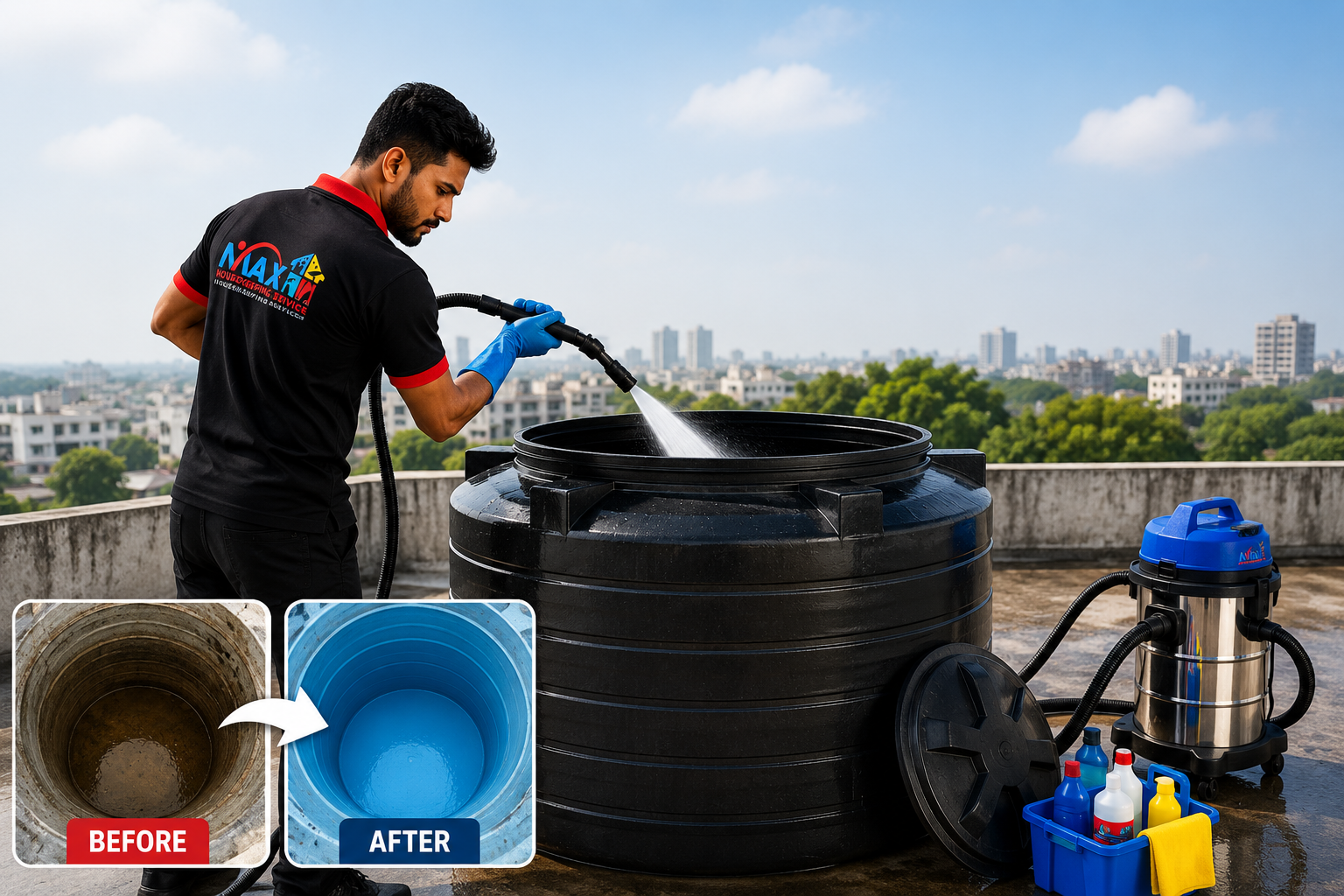 Water tank cleaning - 500L Tank